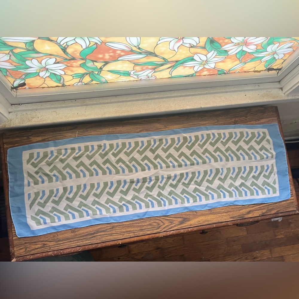 Blue, Green, and White Fashion Scarf